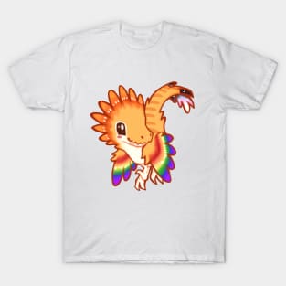 LGBT Pride Queer Cute Chibi Velociraptor Dromeosaur Raptor Dinosaur cartoon drawing T-Shirt